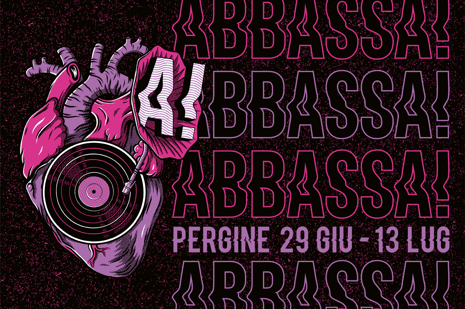 Grafica promozionale di ABBASSA! 2024 - Sezione musicale di Pergine Festival
